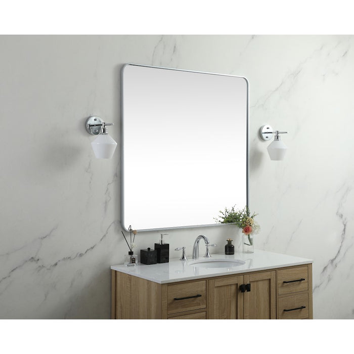 Elegant Decor Evermore Soft Corner Square Mirror 42X42", Silver