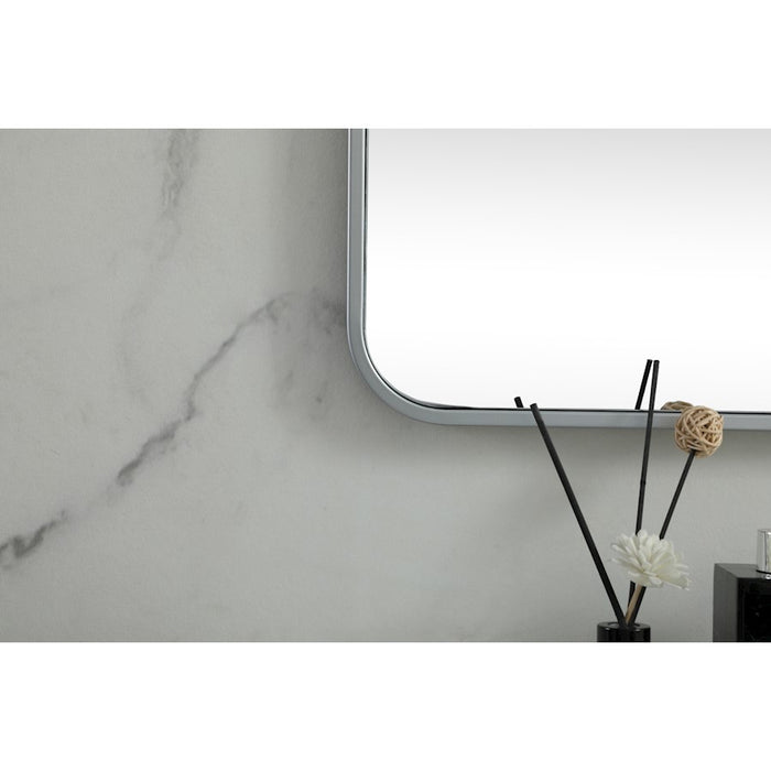 Elegant Decor Evermore Soft Corner Square Mirror 42X42", Silver