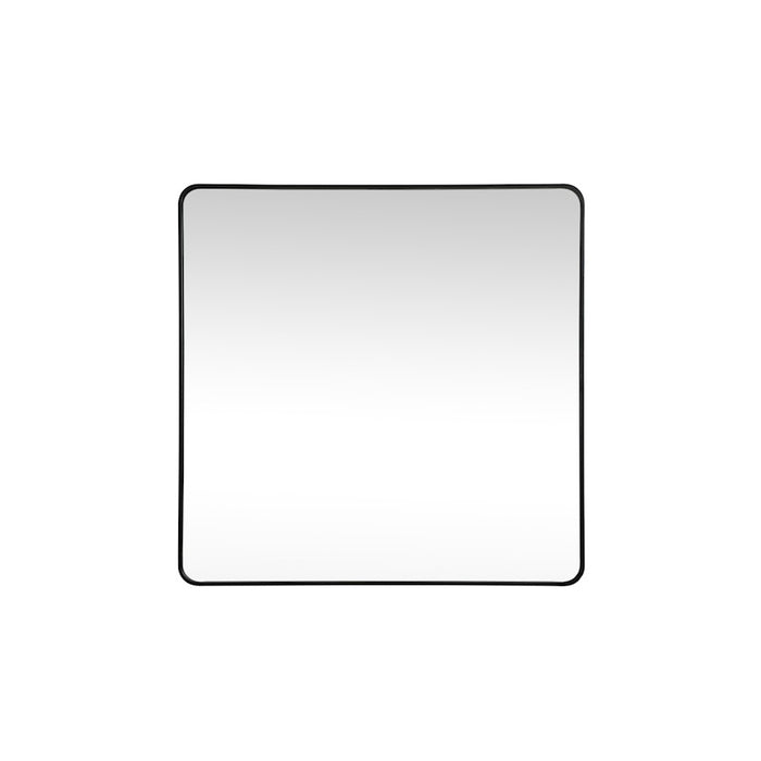 Elegant Decor Evermore Soft Corner Square Mirror 48X48", Black