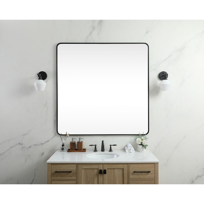 Elegant Decor Evermore Soft Corner Square Mirror 48X48", Black