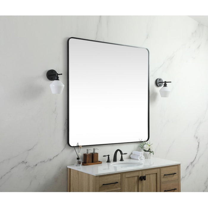 Elegant Decor Evermore Soft Corner Square Mirror 48X48", Black