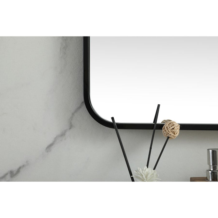 Elegant Decor Evermore Soft Corner Square Mirror 48X48", Black