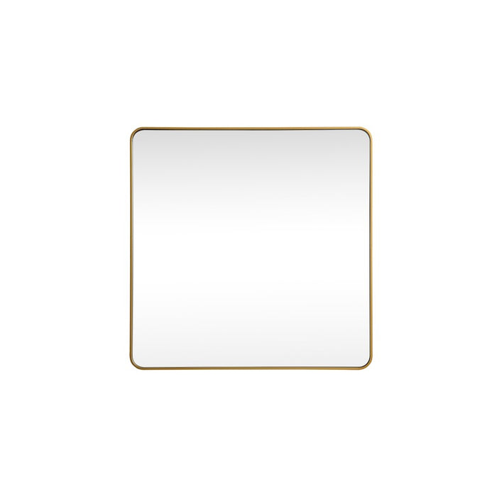 Elegant Decor Evermore Soft Corner Square Mirror 48X48", Brass