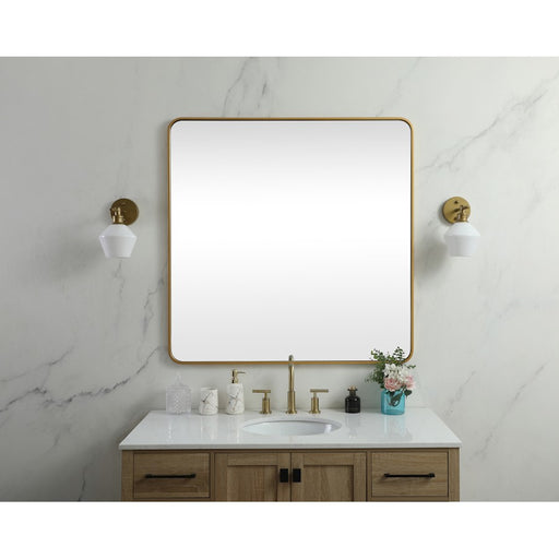 Elegant Decor Evermore Soft Corner Square Mirror 48X48", Brass