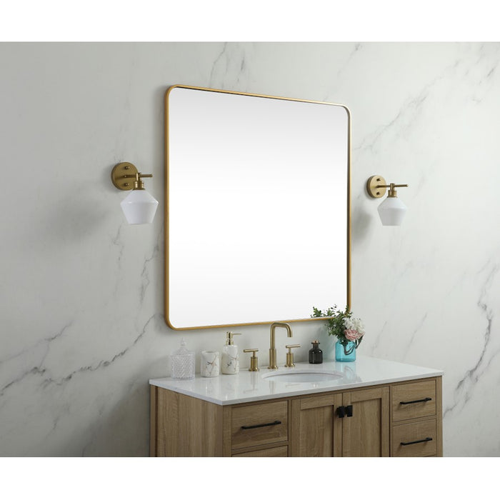 Elegant Decor Evermore Soft Corner Square Mirror 48X48", Brass