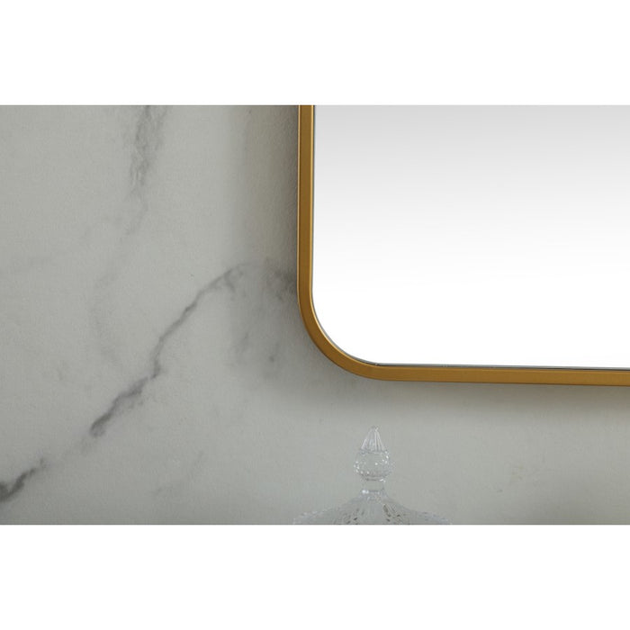 Elegant Decor Evermore Soft Corner Square Mirror 48X48", Brass