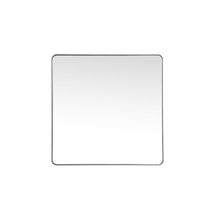 Elegant Decor Evermore Soft Corner Square Mirror 48X48", Silver