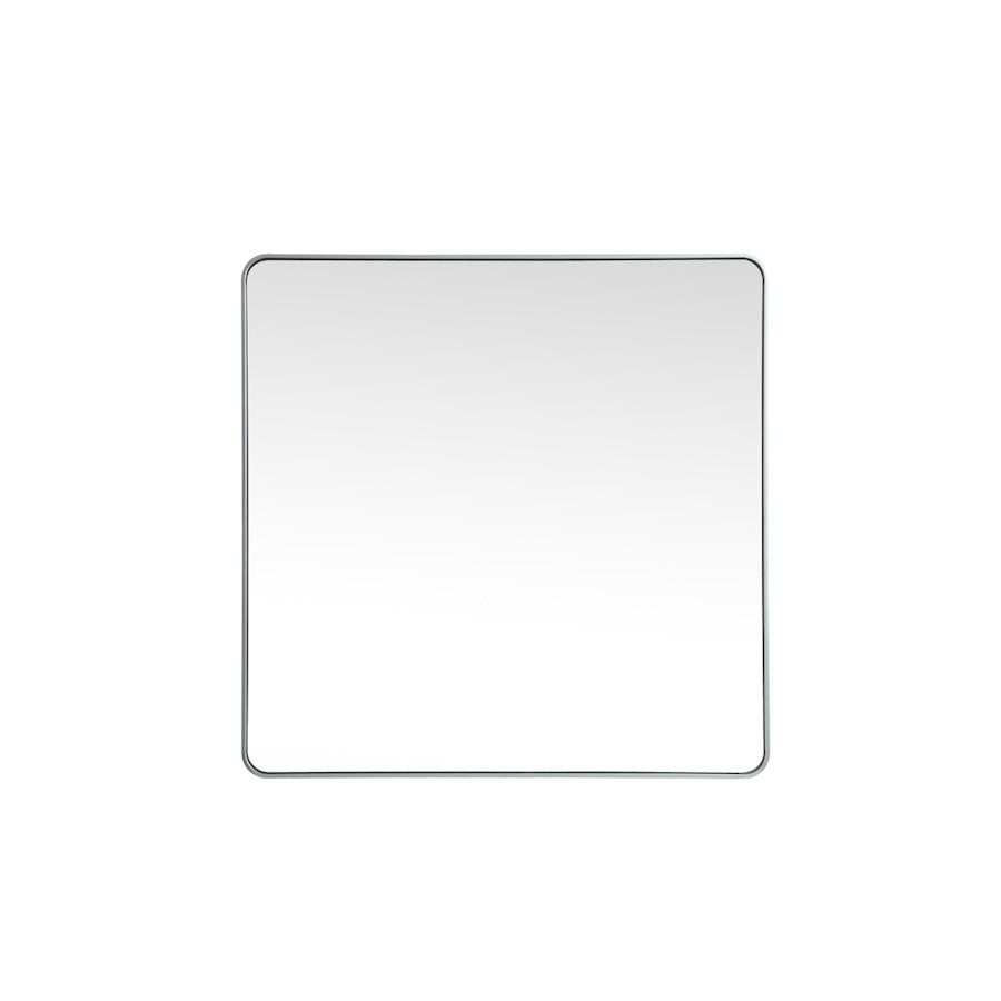 Elegant Decor Evermore Soft Corner Square Mirror 48X48", Silver