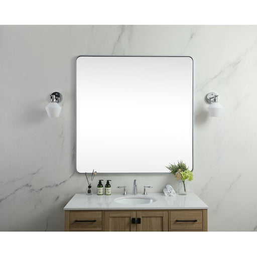 Elegant Decor Evermore Soft Corner Square Mirror 48X48", Silver