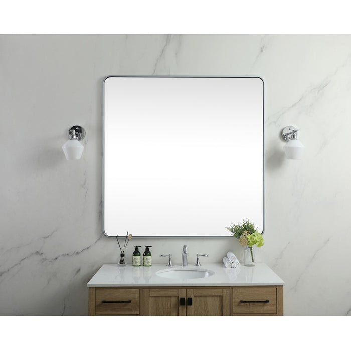 Elegant Decor Evermore Soft Corner Square Mirror 48X48", Silver