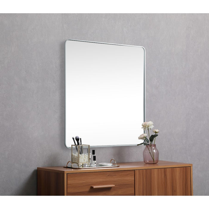 Elegant Decor Evermore Soft Corner Square Mirror 48X48", Silver