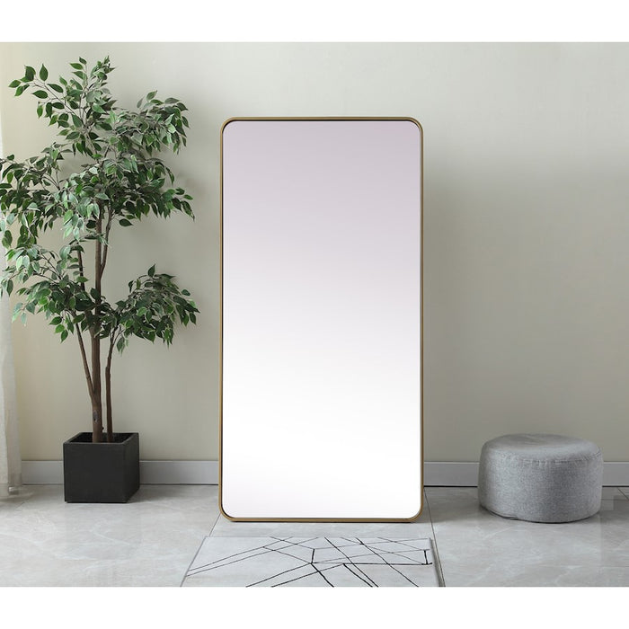 Elegant Decor Evermore Soft Corner Mirror 30X60", Brass