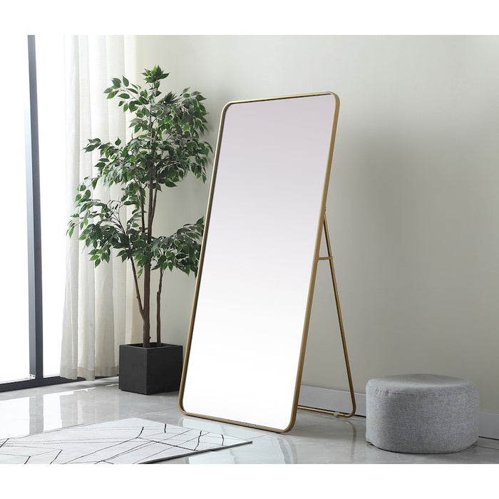 Elegant Decor Evermore Soft Corner Mirror 30X60", Brass