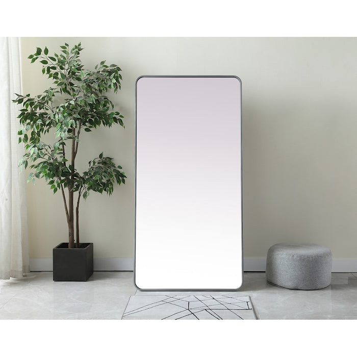 Elegant Decor Evermore Soft Corner Mirror 30X60", Silver