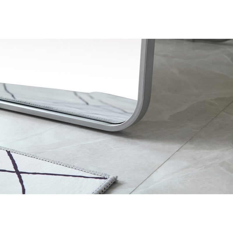 Elegant Decor Evermore Soft Corner Mirror 30X60", Silver