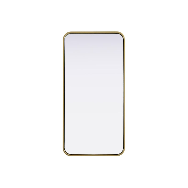 Elegant Decor Contour Metal Rectangle Mirror 18X36, Brass