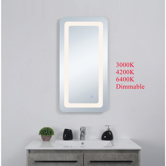 Elegant Decor Genesis 18X36" Soft Edge LED Mirror, Glossy White