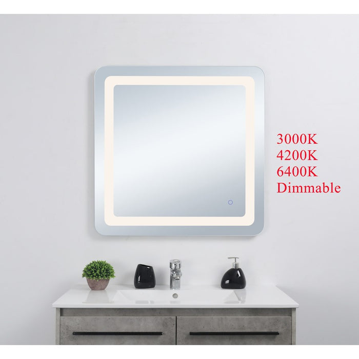 Elegant Decor Genesis 30X30" Soft Edge LED Mirror, Glossy White