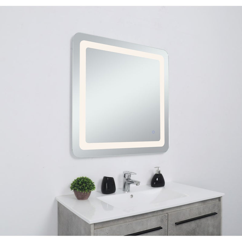 Elegant Decor Genesis 30X30" Soft Edge LED Mirror, Glossy White