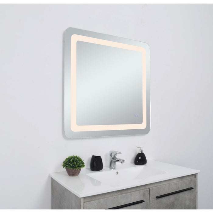 Elegant Decor Genesis 30X30" Soft Edge LED Mirror, Glossy White