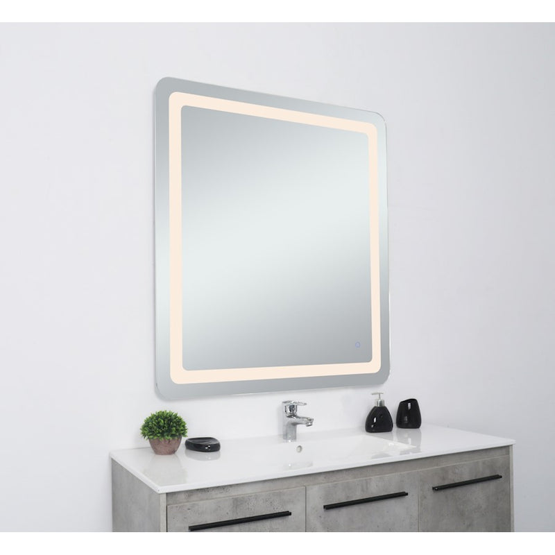 Elegant Decor Genesis 36X40" Soft Edge LED Mirror, Glossy White