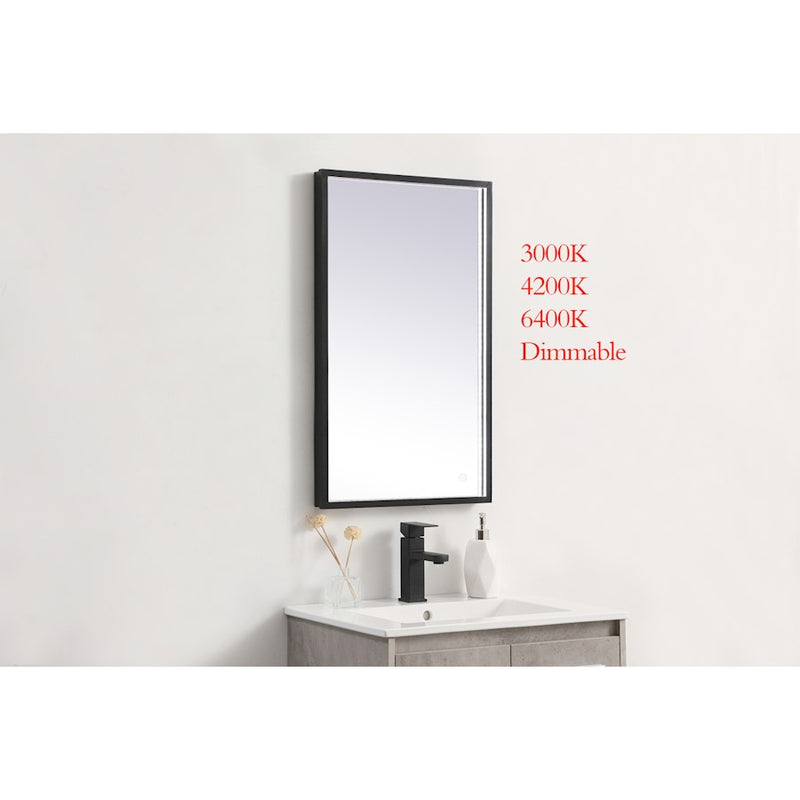 Elegant Decor Pier 18X30" LED Mirror/3000K/4200K/6400K, Black