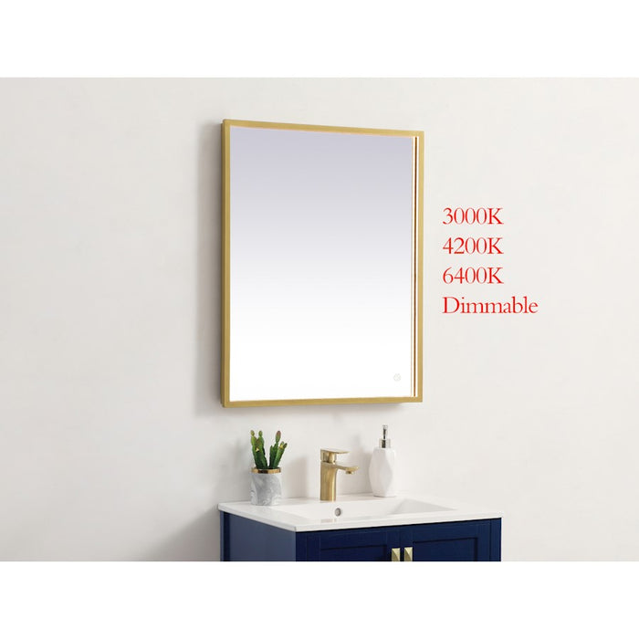 Elegant Decor Pier 24X30" LED Mirror/3000K/4200K/6400K, Brass