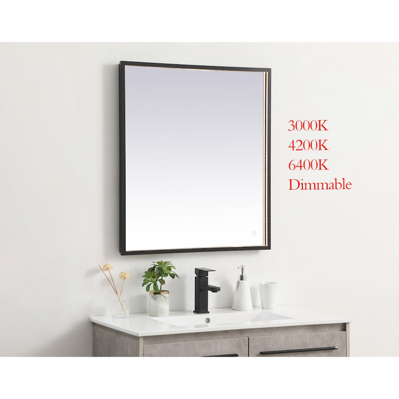 Elegant Decor Pier 27X30" LED Mirror/3000K/4200K/6400K, Black