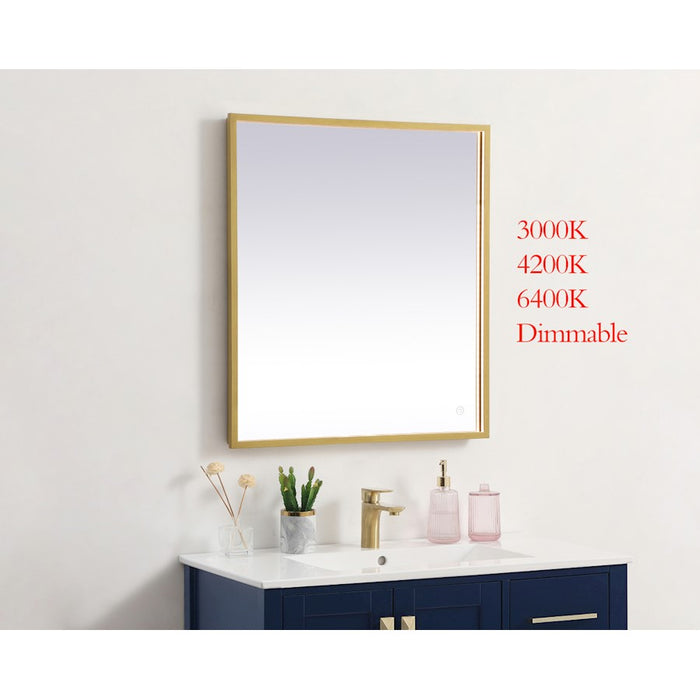 Elegant Decor Pier 27X30" LED Mirror/3000K/4200K/6400K, Brass