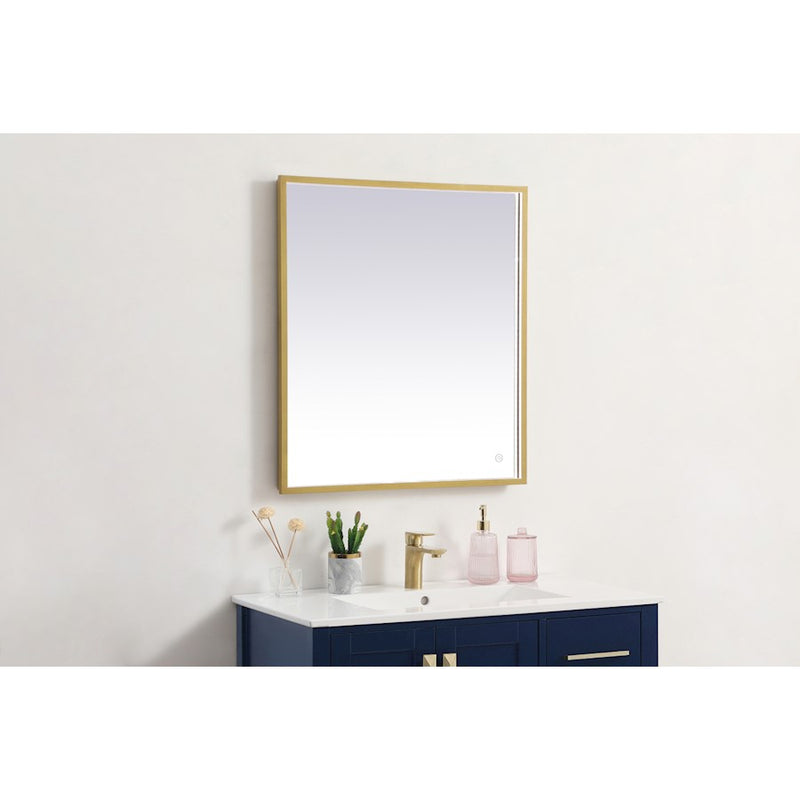 Elegant Decor Pier 27X30" LED Mirror/3000K/4200K/6400K, Brass