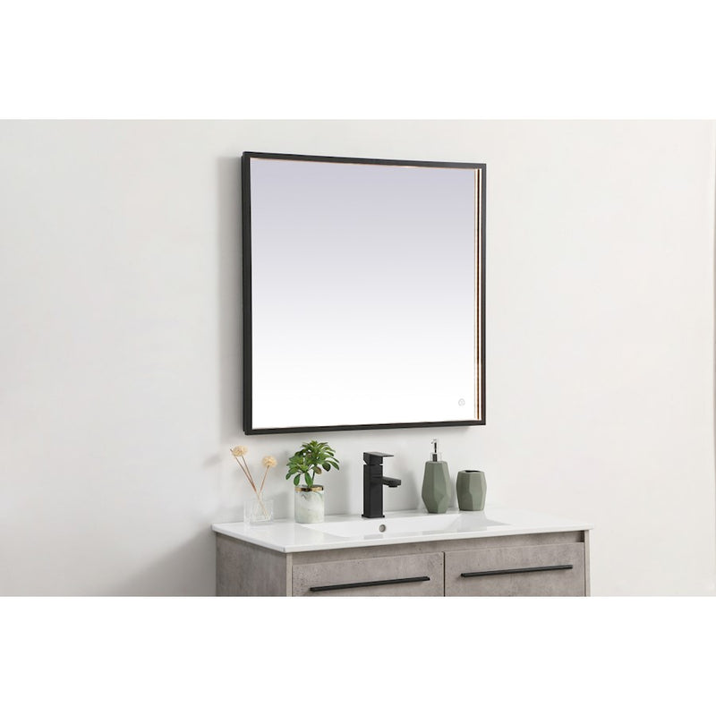 Elegant Decor Pier 30X30" LED Mirror/3000K/4200K/6400K, Black