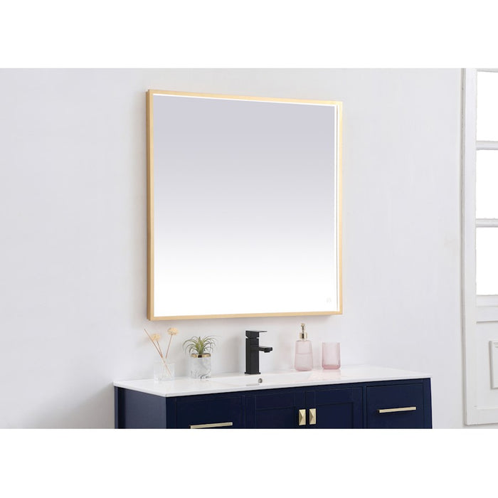 Elegant Decor Pier 36X36" LED Mirror/3000K/4200K/6400K, Brass