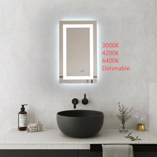 Elegant Kitchen and Bath Riven 2 Strip Light 30x18 LED Mirror, White