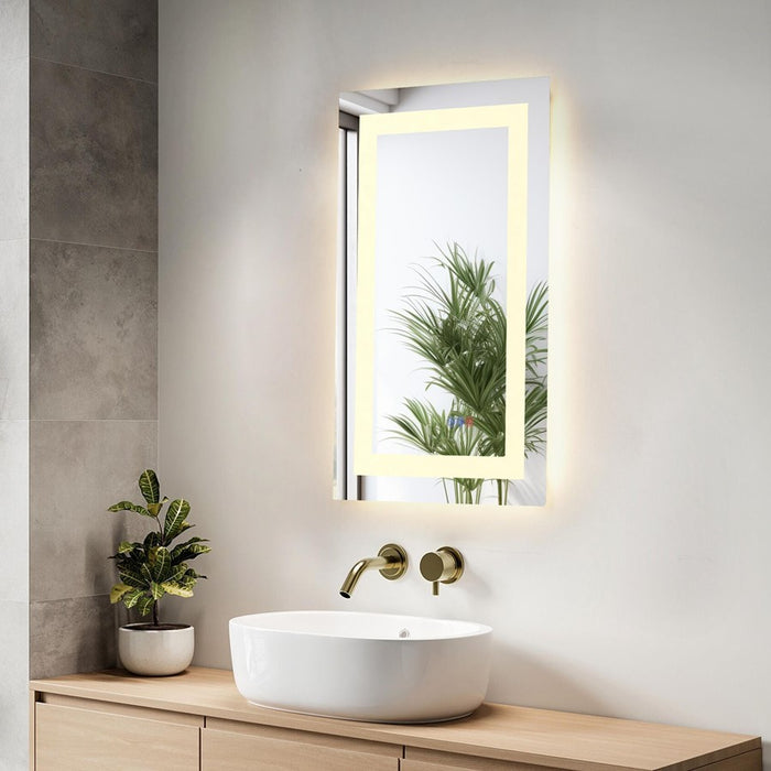 Elegant Kitchen and Bath Riven 2 Strip Light 30x18 LED Mirror, White