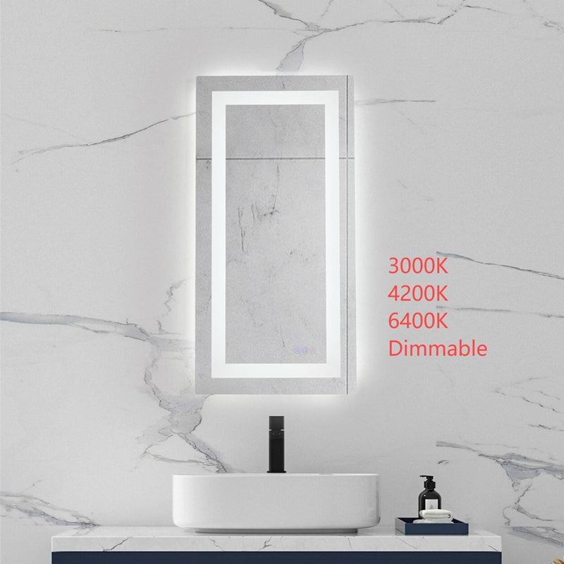 Elegant Kitchen and Bath Riven 2 Strip Light 30x20 LED Mirror, White