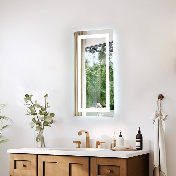 Elegant Kitchen and Bath Riven 2 Strip Light 30x20 LED Mirror, White