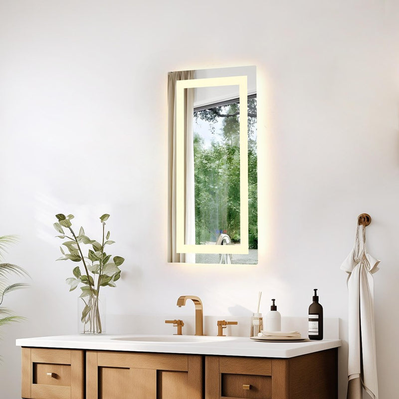 Elegant Kitchen and Bath Riven 2 Strip Light 30x20 LED Mirror, White