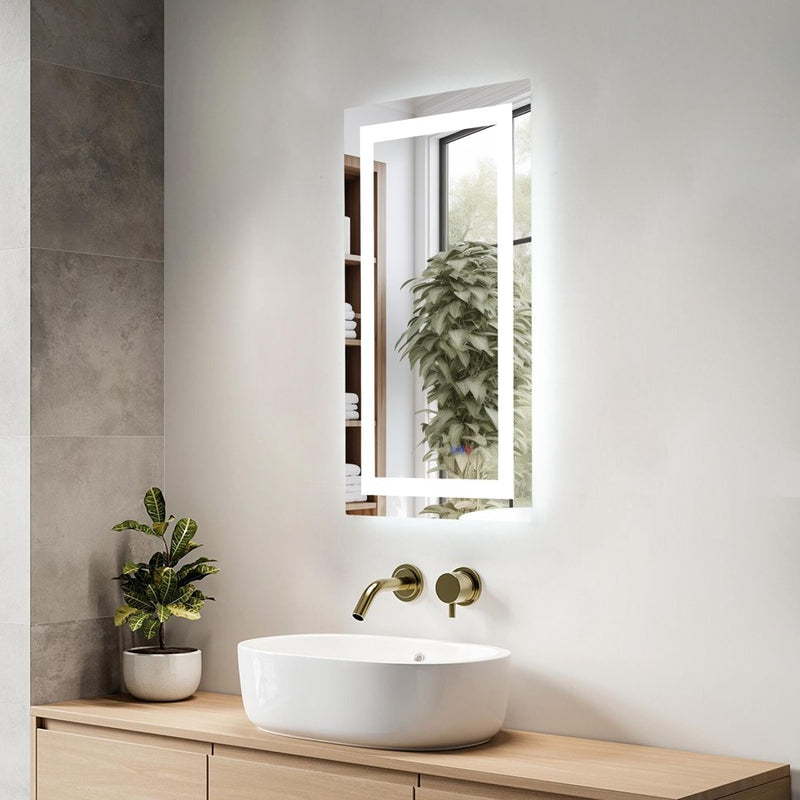 Elegant Kitchen and Bath Riven 2 Strip Light 36x20 LED Mirror, White