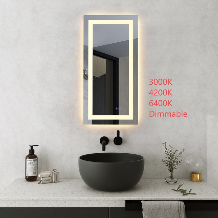 Elegant Kitchen and Bath Riven 2 Strip Light 40x20 LED Mirror, White
