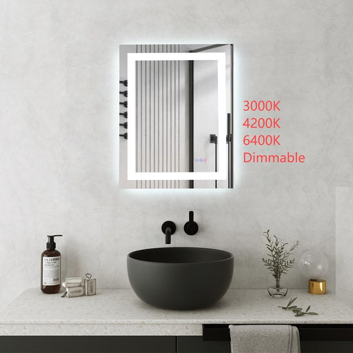 Elegant Kitchen and Bath Riven 2 Strip Light 30x24 LED Mirror, White