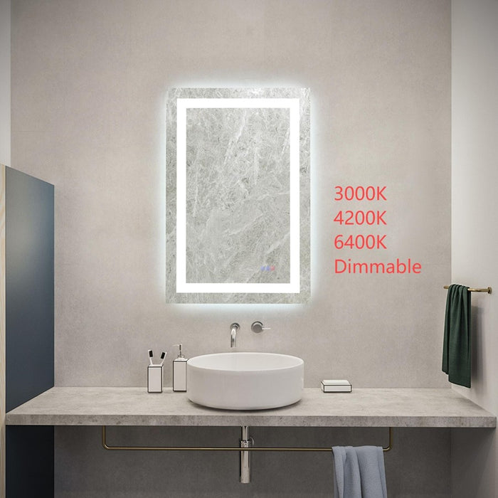 Elegant Kitchen and Bath Riven 2 Strip Light 36x24 LED Mirror, White