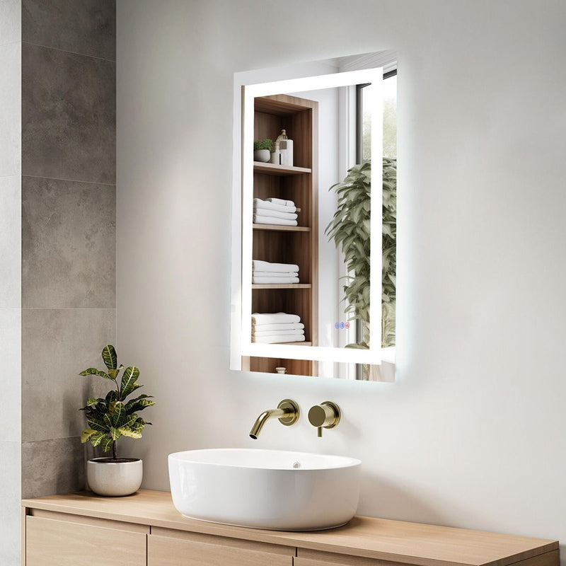 Elegant Kitchen and Bath Riven 2 Strip Light 36x24 LED Mirror, White