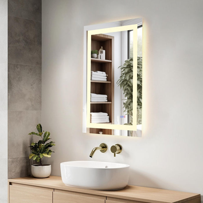 Elegant Kitchen and Bath Riven 2 Strip Light 36x24 LED Mirror, White