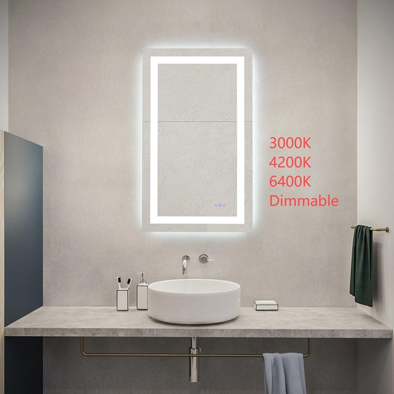 Elegant Kitchen and Bath Riven 2 Strip Light 40x24 LED Mirror, White