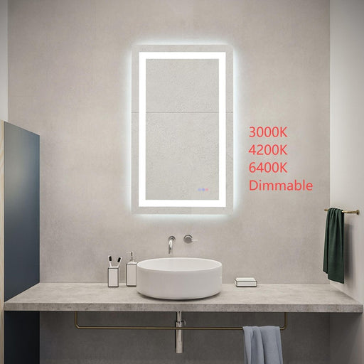 Elegant Kitchen and Bath Riven 2 Strip Light 40x24 LED Mirror, White