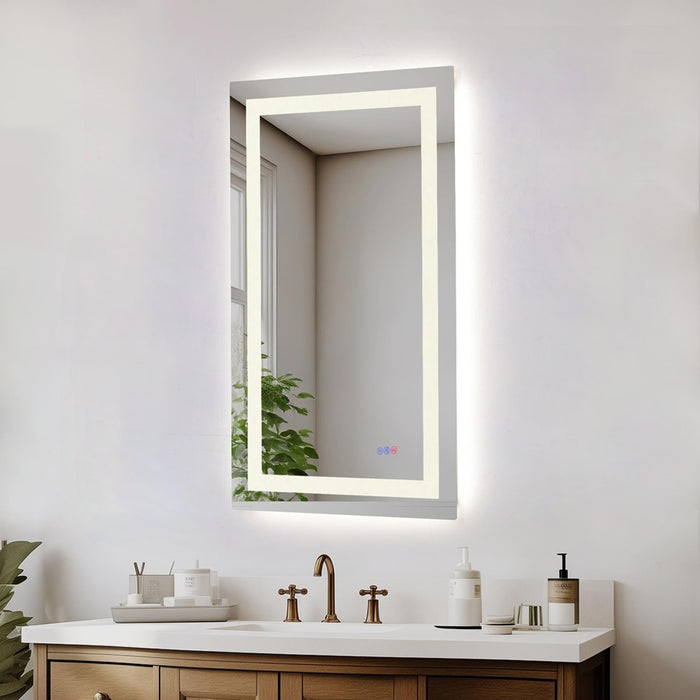 Elegant Kitchen and Bath Riven 2 Strip Light 40x24 LED Mirror, White