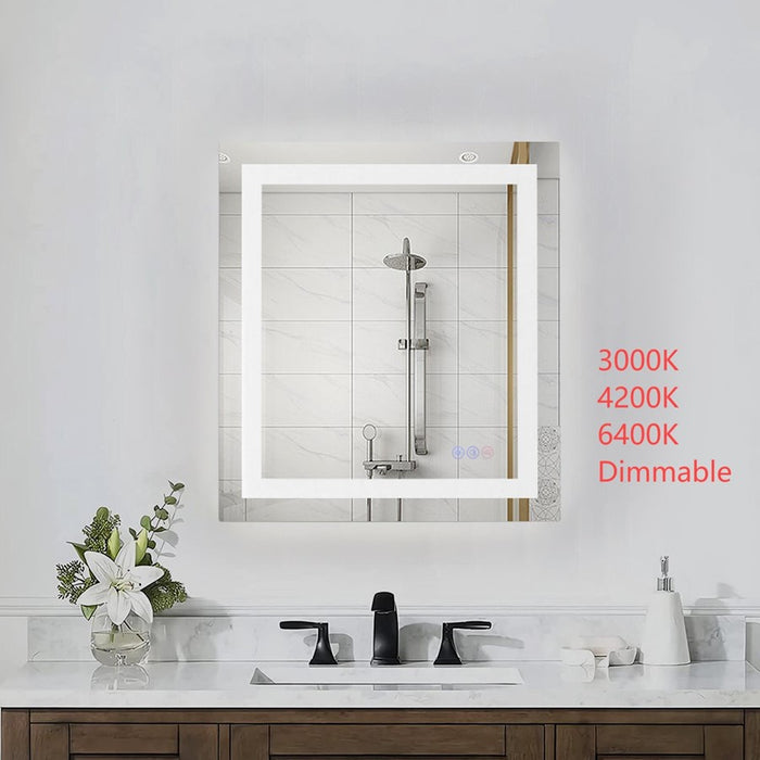 Elegant Kitchen and Bath Riven 2 Strip Light 30x27 LED Mirror, White