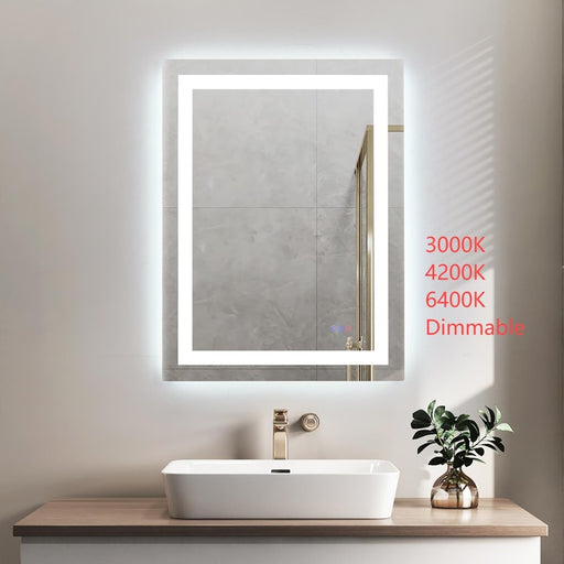 Elegant Kitchen and Bath Riven 2 Strip Light 36x27 LED Mirror, White