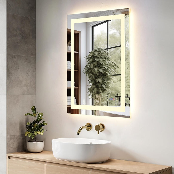 Elegant Kitchen and Bath Riven 2 Strip Light 36x27 LED Mirror, White