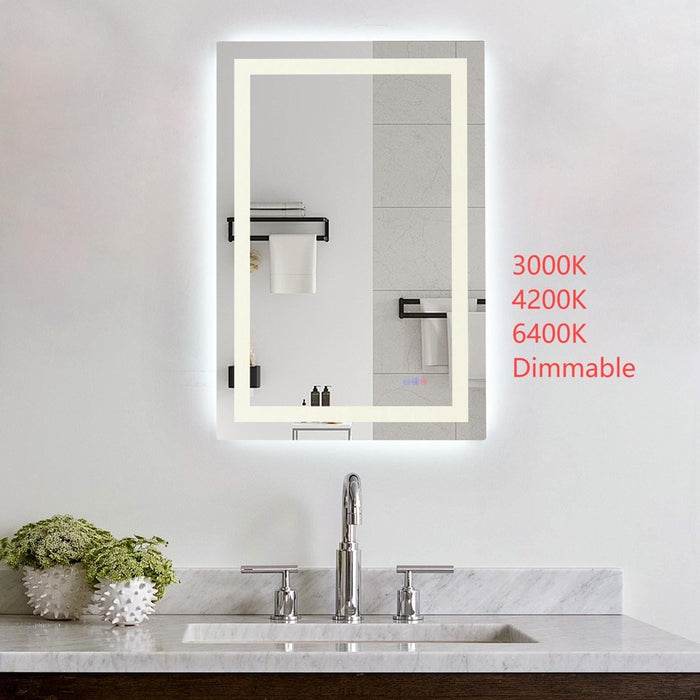 Elegant Kitchen and Bath Riven 2 Strip Light 40x27 LED Mirror, White